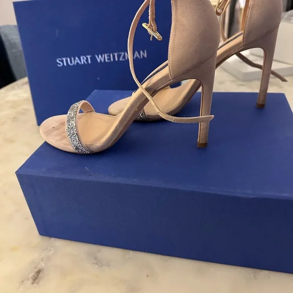 Stuart Weitzman - Nudistsong dolce suede w crystal heels size 8 - Picture 3 of 6